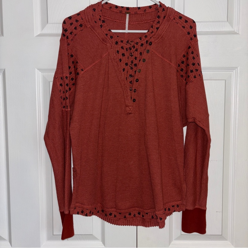 Free People Heart to Heart Henley/Thermal Top Sz. S